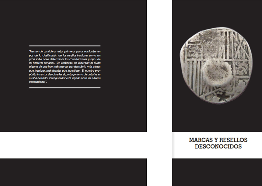 Entradilla catálogo resellos, capítulo desconocidos, del libro Canarias. Monedas y resellos
