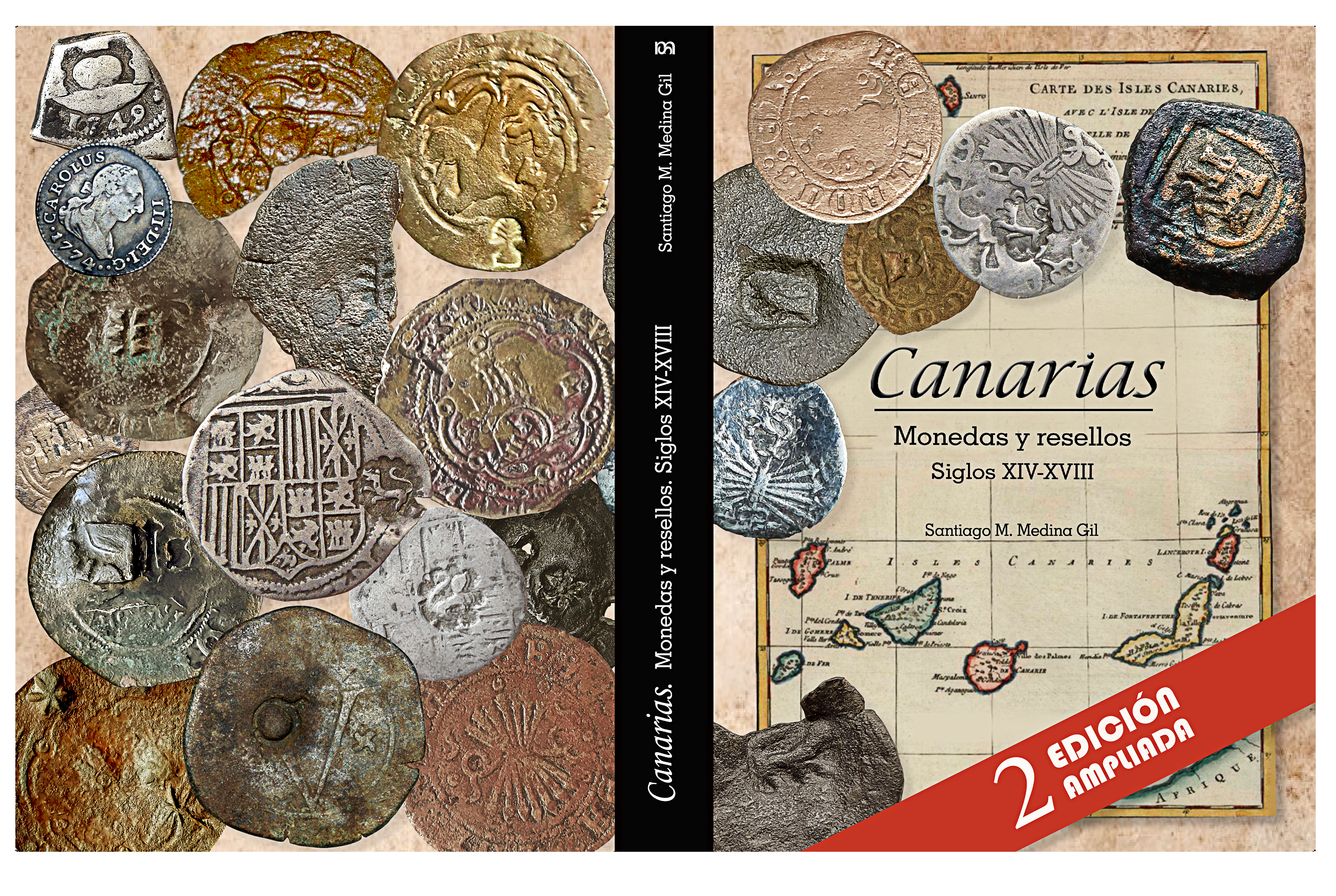 Portada de la segunda edición ampliada del libro Canarias. Monedas y Resellos. Siglos XIV-XVIII, de próxima edición First slide