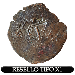 Tabla con detalle de resellos foráneos, de origen Santo Domingo y Jamaica, que circularon en las islas Canarias, conocidos como resellos de llave y horca